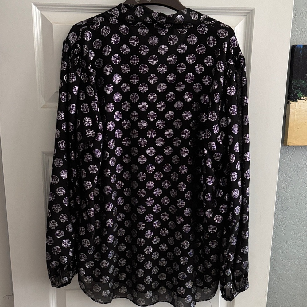 MICHAEL Michael Kors Black and Silver Polka Dot Blouse - Picture 2 of 2